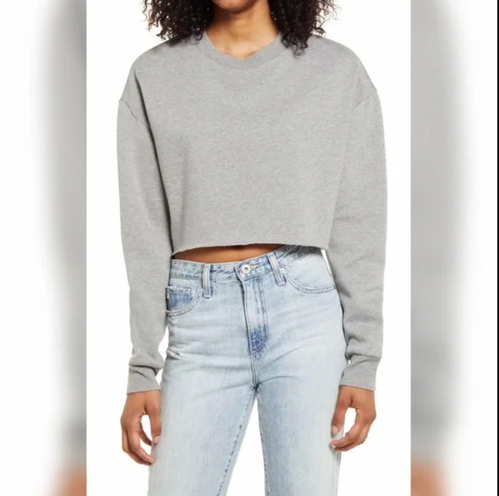 Socialite Womens Cropped Sweatshirt XS Size 0-2 Gray NWT